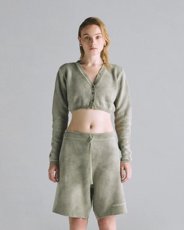 Hoodie Women Undergold Cardigan Studio Knitted Aged Green