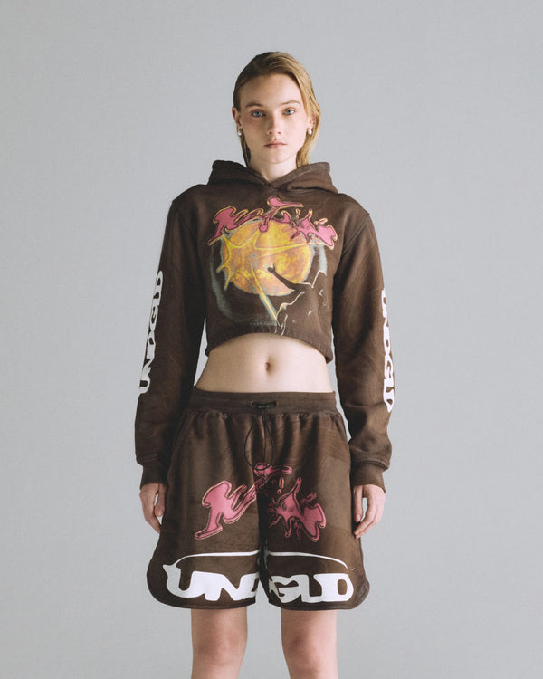 Hoodie Undergold Helios Sun Slim Fit Cropped Oil Brown