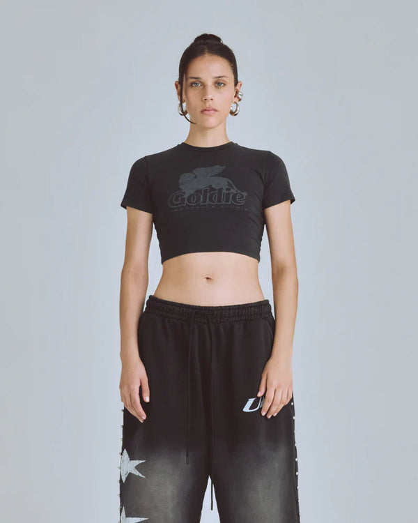Crop Top Women Undergold Agnus Dei Vintage Black