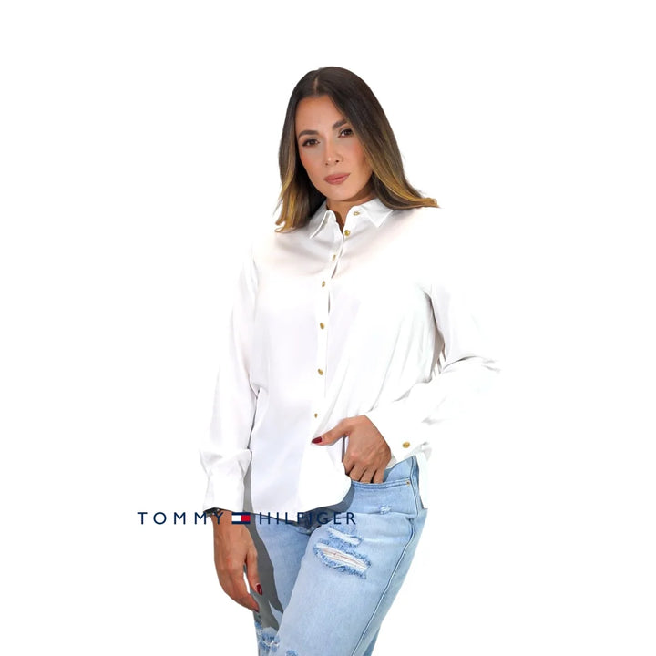 Camisa Women Tommy Hilfiger White Polos