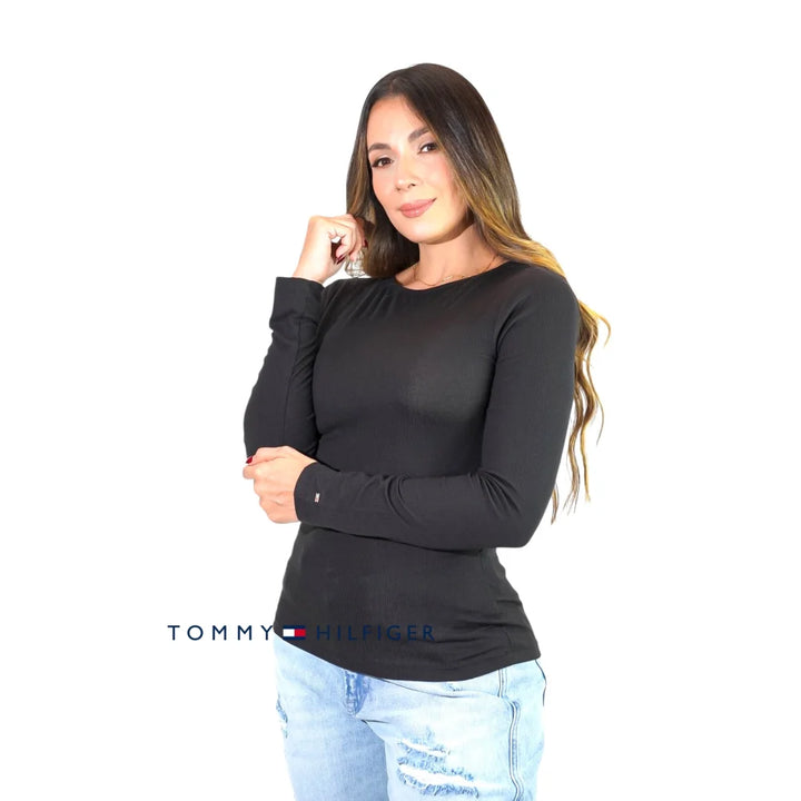 Camiseta Women Slim Tommy Hilfiger Black Polos