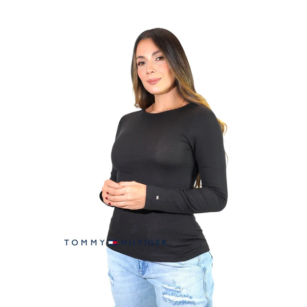 Camiseta Women Slim Tommy Hilfiger Black Polos
