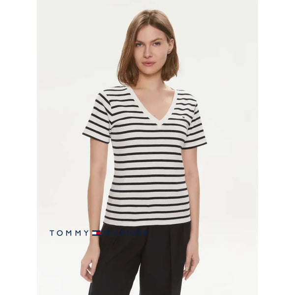 Camiseta Women Slim Tommy Hilfiger Ecru Polos