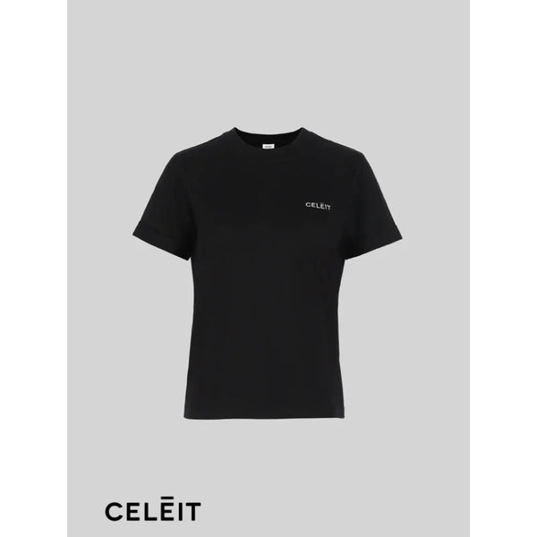 Celēit Cotton T-Shirt Black Top