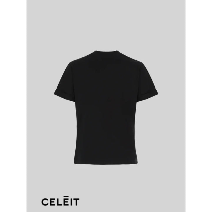 Celēit Cotton T-Shirt Black Top