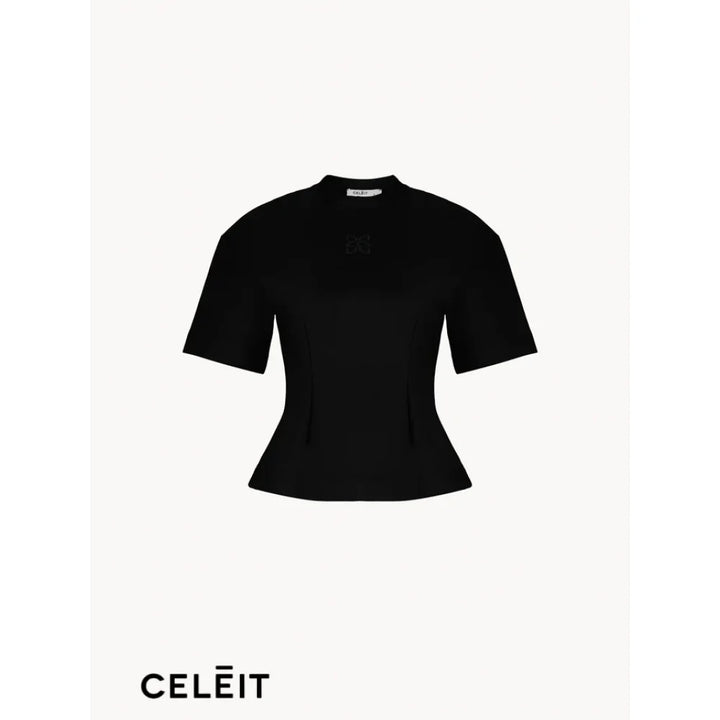 Celēit Girly Oversized Tee Black Top