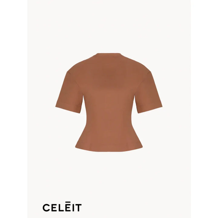 Celēit Girly Oversized Tee Brown Top