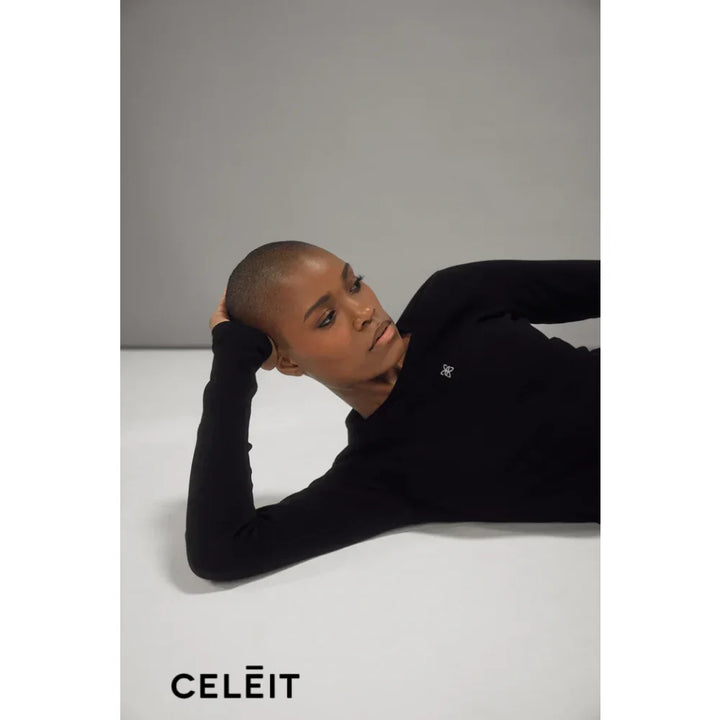 Celēit Long Sleeve Black Top