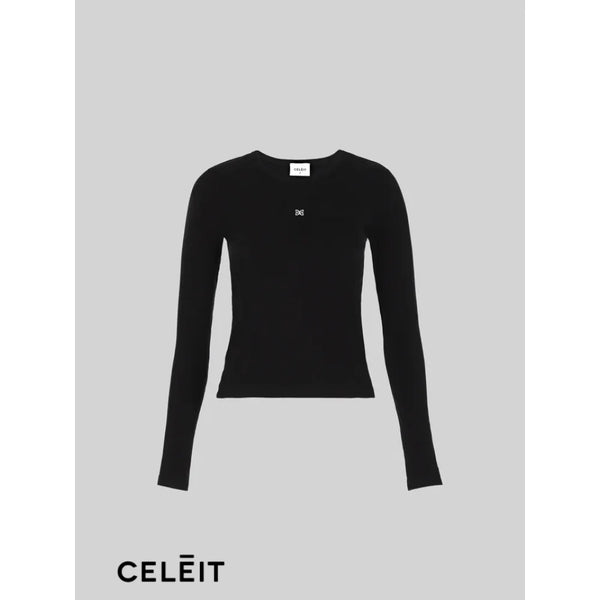 Celēit Long Sleeve Black Top