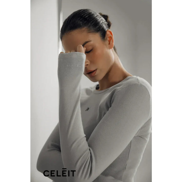 Celēit Long Sleeve Grey Top