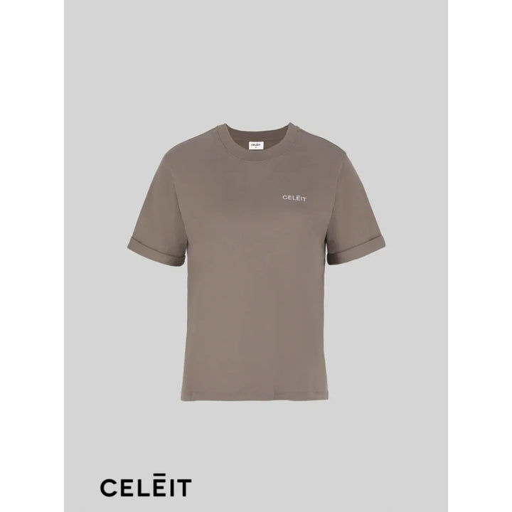 Celēit T-Shirt Cotton Brown Top