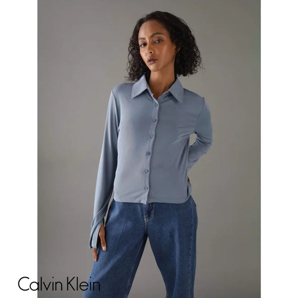 Long Sleeve Shirt Calvin Klein Women Blue Camiseta