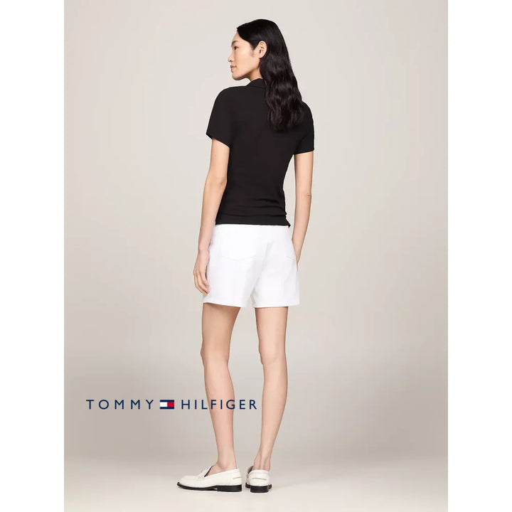 Polo Slim Women Tommy Hilfiger Black Polos