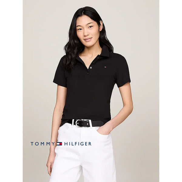 Polo Slim Women Tommy Hilfiger Black Polos