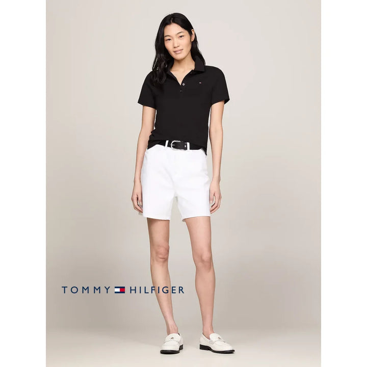 Polo Slim Women Tommy Hilfiger Black Polos