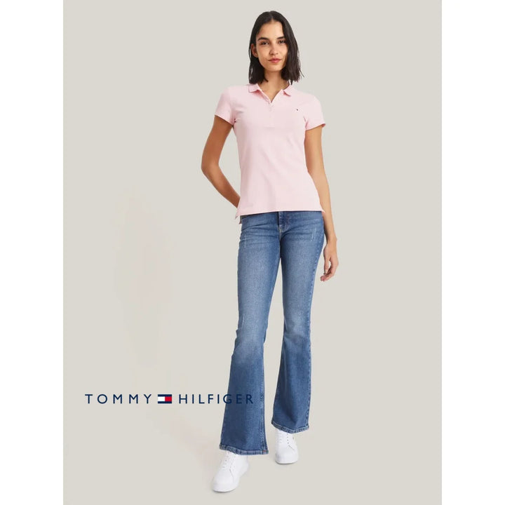 Polo Slim Women Tommy Hilfiger Pink Polos