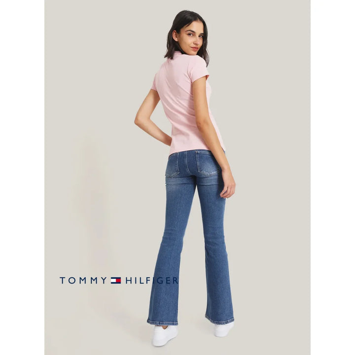 Polo Slim Women Tommy Hilfiger Pink Polos