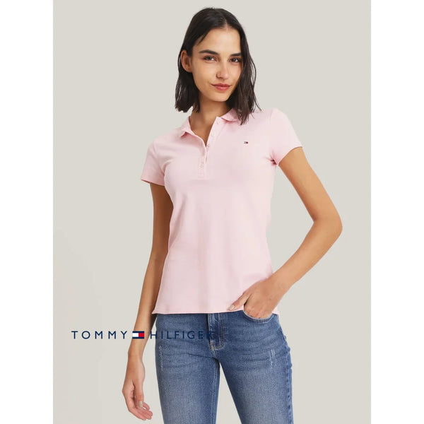 Polo Slim Women Tommy Hilfiger Pink Polos