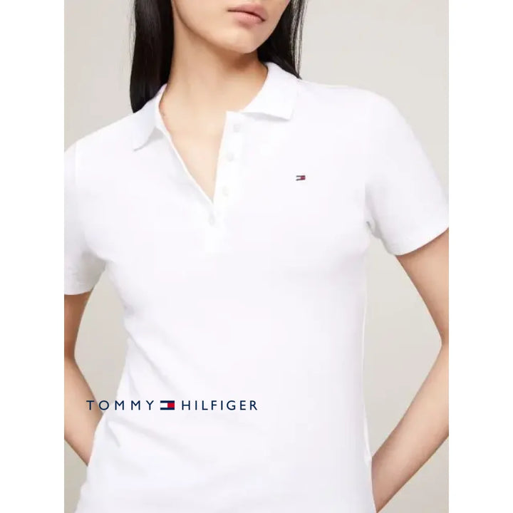 Polo Slim Women Tommy Hilfiger White Polos