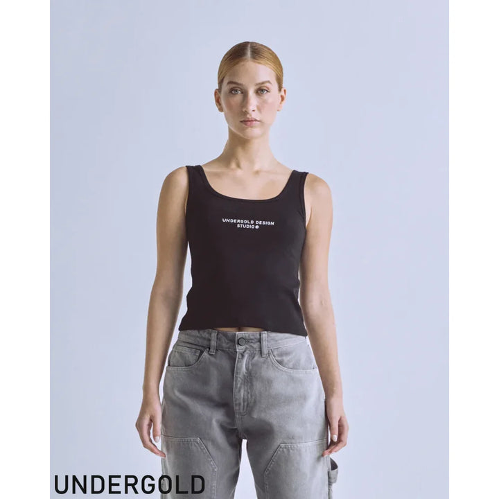 Tank Undergold Design Ribbed Crop Top