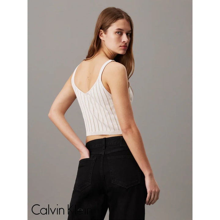 Top Calvin Klein Women Ivory Camiseta