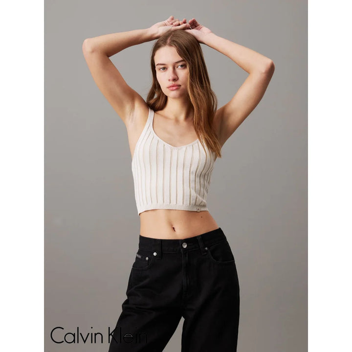 Top Calvin Klein Women Ivory Camiseta